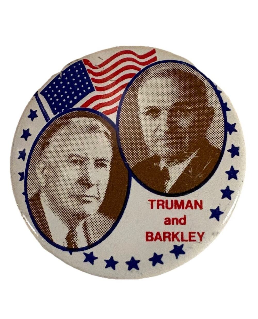 HARRY S. TRUMAN ALBEN BARKLEY Presidential political campaign button pin Replica